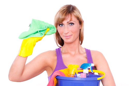 Professional cleaner working in a Hackney home